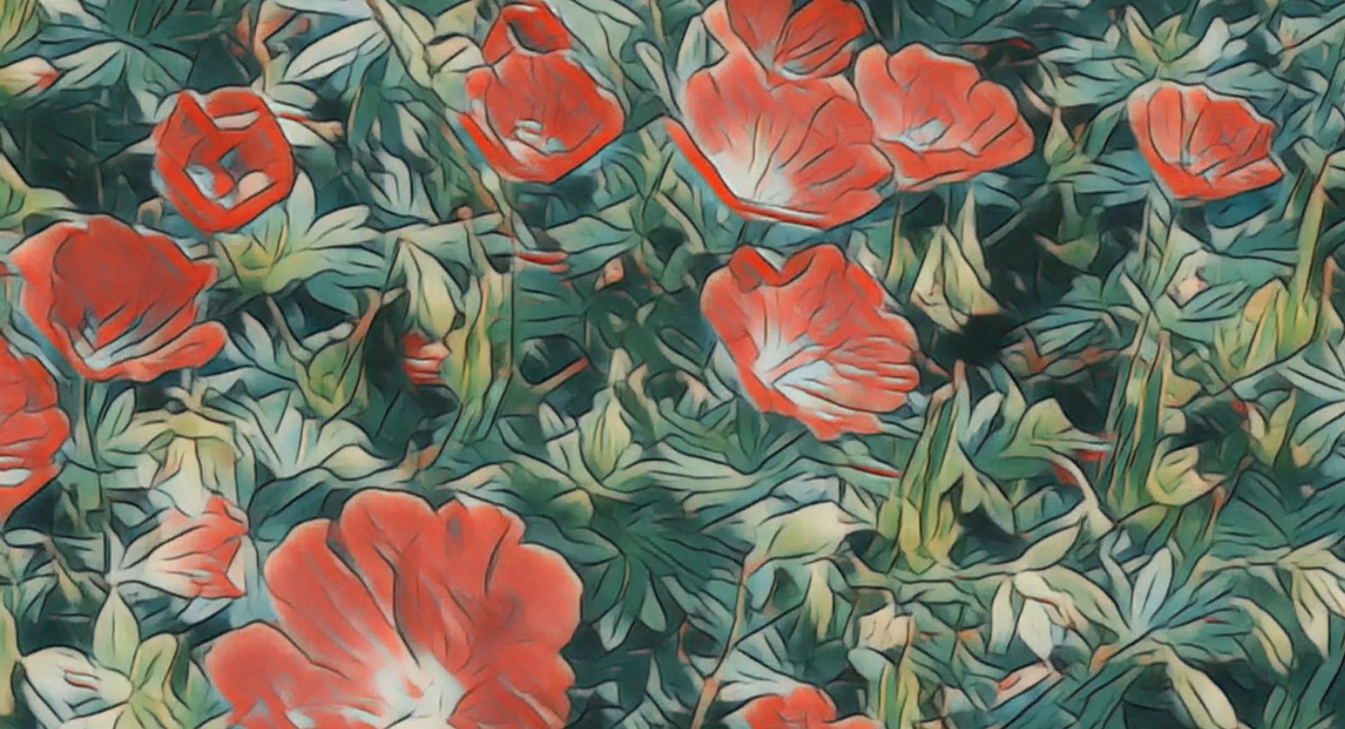 A stylized picture of public garden flowers from last year.