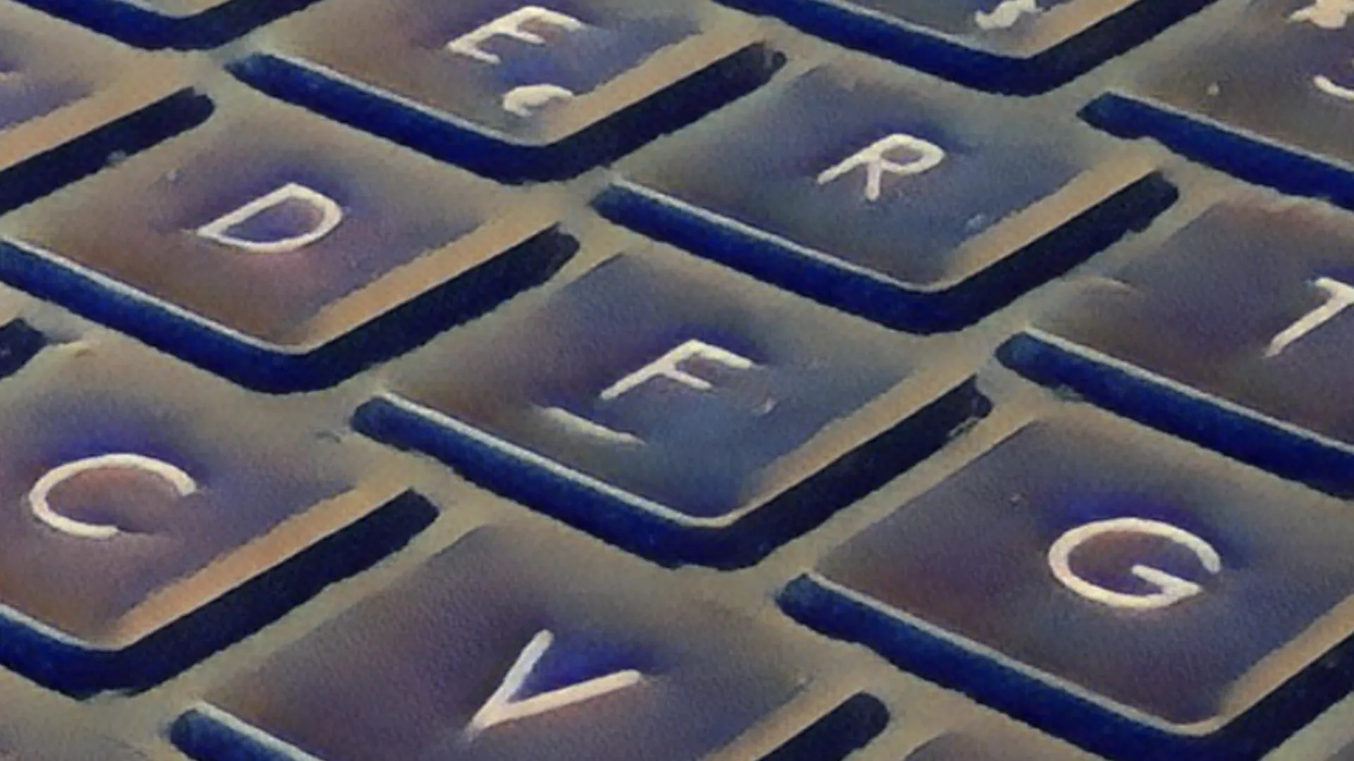 Stylized image of a laptop keyboard, with the F key in center.